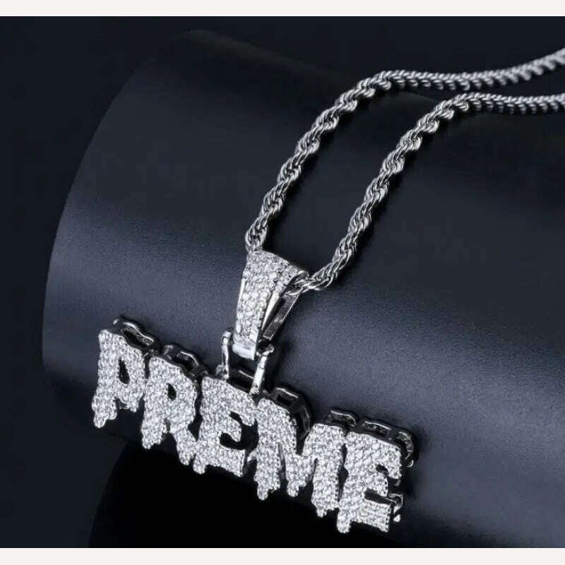 Hip Hop Ice Out Alphabet Savage Pendant Necklace Cool Men Women Hip Hop Rock Rap Jewelry Gifts - KIMLUD