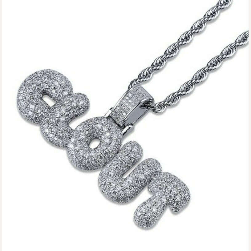 Hip Hop Ice Out Alphabet Savage Pendant Necklace Cool Men Women Hip Hop Rock Rap Jewelry Gifts - KIMLUD