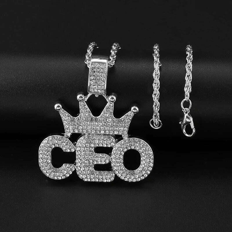 KIMLUD, Hip Hop Ice Out Alphabet Savage Pendant Necklace Cool Men Women Hip Hop Rock Rap Jewelry Gifts, AL2499-Silver, KIMLUD Womens Clothes