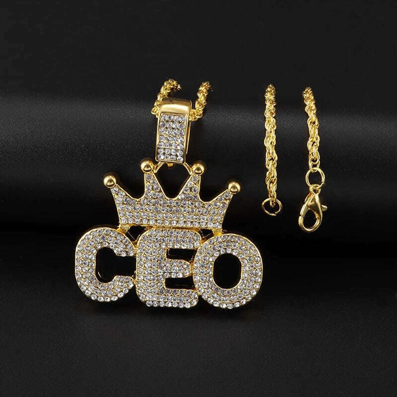 KIMLUD, Hip Hop Ice Out Alphabet Savage Pendant Necklace Cool Men Women Hip Hop Rock Rap Jewelry Gifts, AL2499-Gold, KIMLUD Womens Clothes