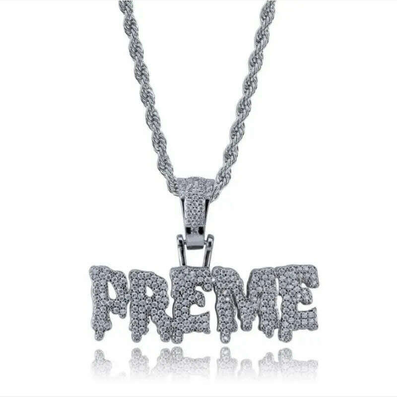 KIMLUD, Hip Hop Ice Out Alphabet Savage Pendant Necklace Cool Men Women Hip Hop Rock Rap Jewelry Gifts, AL1235-Silver 1, KIMLUD Womens Clothes