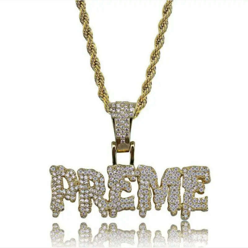 Hip Hop Ice Out Alphabet Savage Pendant Necklace Cool Men Women Hip Hop Rock Rap Jewelry Gifts - KIMLUD