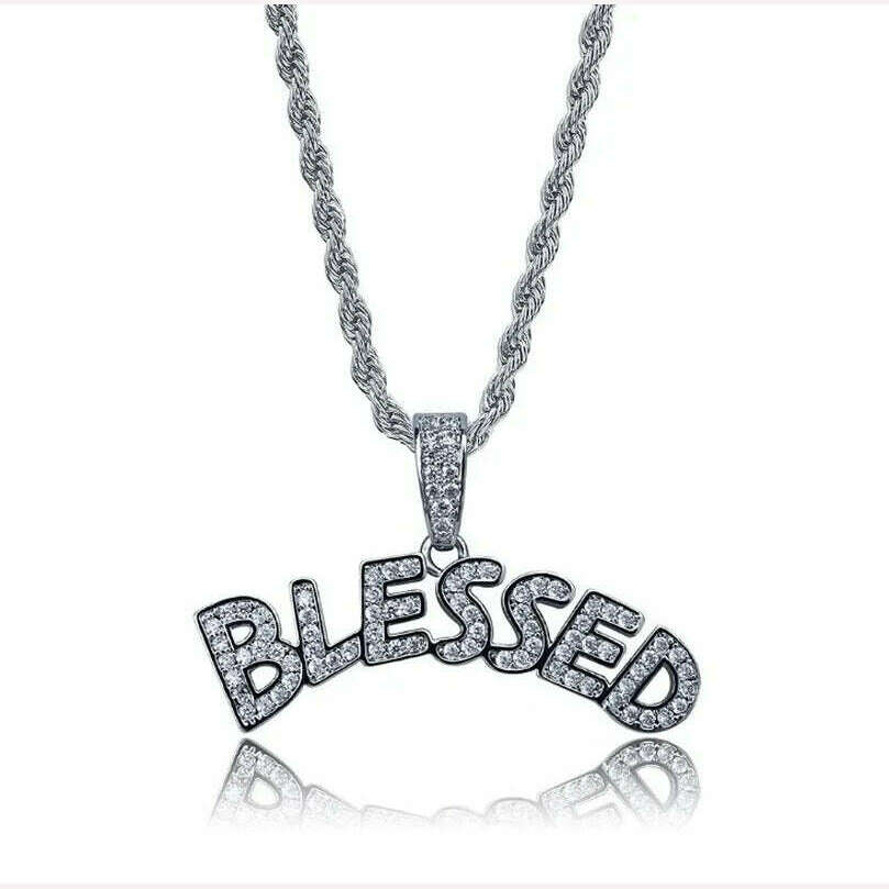 Hip Hop Ice Out Alphabet Savage Pendant Necklace Cool Men Women Hip Hop Rock Rap Jewelry Gifts - KIMLUD