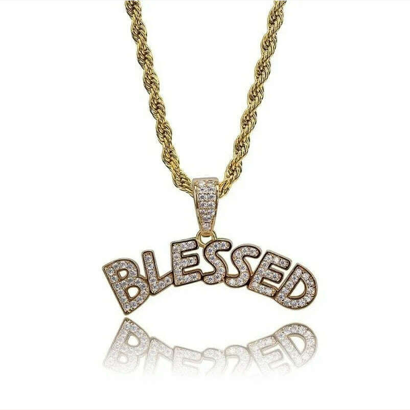 KIMLUD, Hip Hop Ice Out Alphabet Savage Pendant Necklace Cool Men Women Hip Hop Rock Rap Jewelry Gifts, A7122-Gold, KIMLUD Womens Clothes