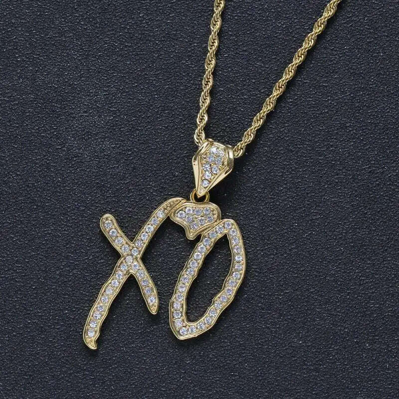 Hip Hop Ice Out Alphabet Savage Pendant Necklace Cool Men Women Hip Hop Rock Rap Jewelry Gifts - KIMLUD