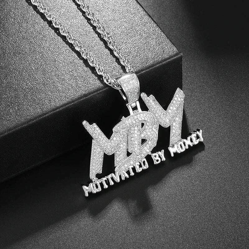 KIMLUD, Hip Hop Ice Out Alphabet Savage Pendant Necklace Cool Men Women Hip Hop Rock Rap Jewelry Gifts, A7083-Silver 1, KIMLUD Womens Clothes