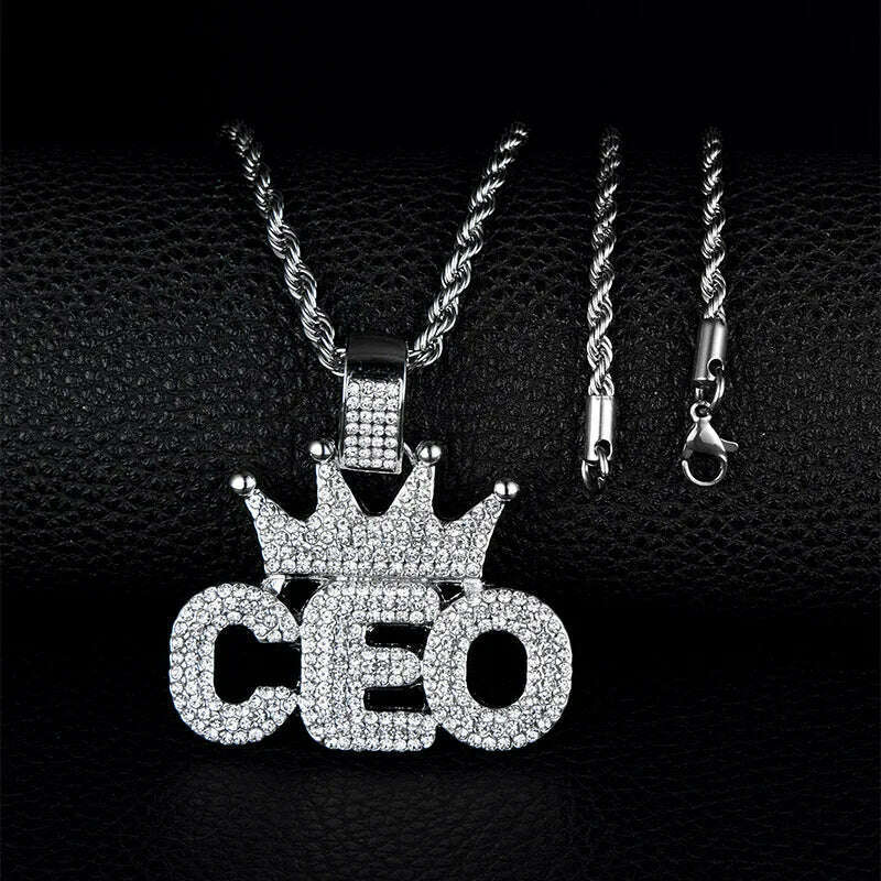 Hip Hop Ice Out Alphabet Savage Pendant Necklace Cool Men Women Hip Hop Rock Rap Jewelry Gifts - KIMLUD