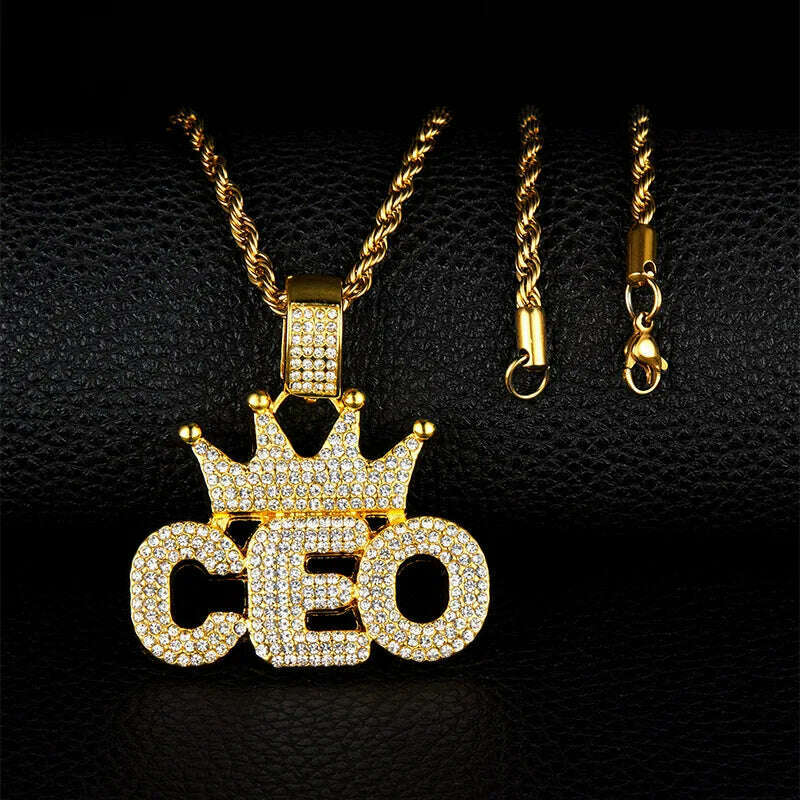 Hip Hop Ice Out Alphabet Savage Pendant Necklace Cool Men Women Hip Hop Rock Rap Jewelry Gifts - KIMLUD