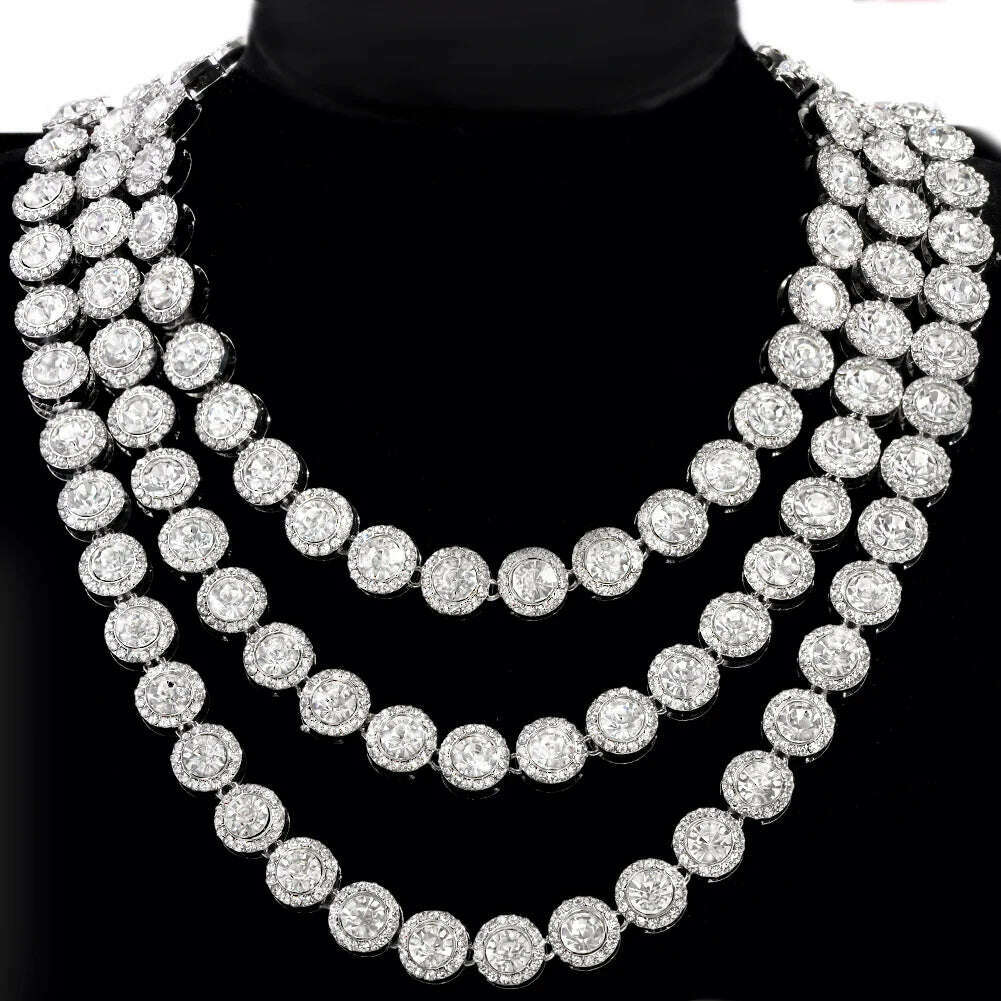 KIMLUD, Hip Hop Iced Out Clustered Tennis Chain Choker Necklace for Women Geometric Round Heart Square Crystal Cuban Link Chain Jewelry, KIMLUD Womens Clothes