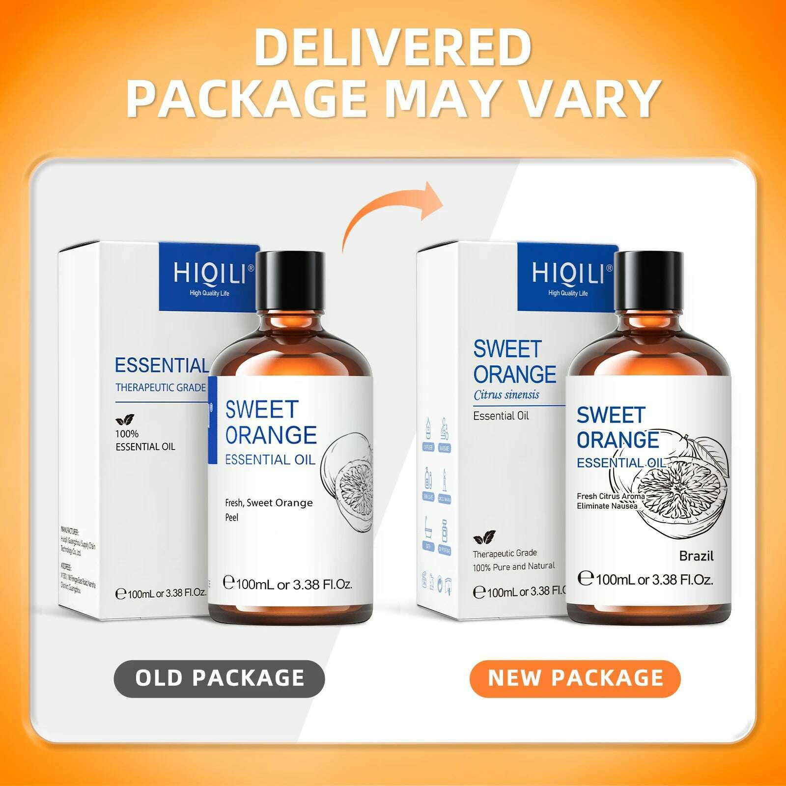 KIMLUD, HIQILI 100ML Sweet Orange Essential Oils,100% Pure Nature for Aromatherapy, Diffuser, Humidifier, Massage, Fresh air, Candle, KIMLUD Womens Clothes