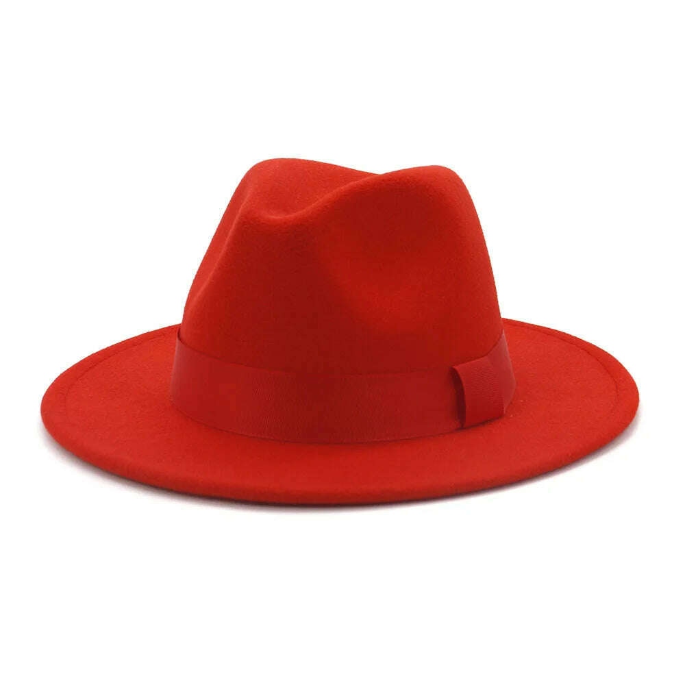 HOAREE Purple Wool Felt Jazz Fedora Hats Men Women Wide Brim Sombrero British Style Trilby Formal Panama Cap Solid Dress Hat - KIMLUD