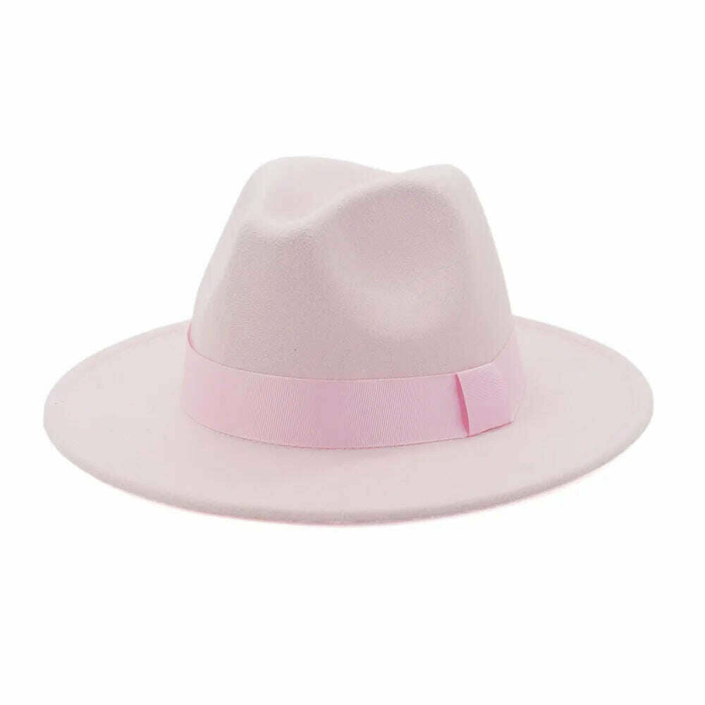 HOAREE Purple Wool Felt Jazz Fedora Hats Men Women Wide Brim Sombrero British Style Trilby Formal Panama Cap Solid Dress Hat - KIMLUD