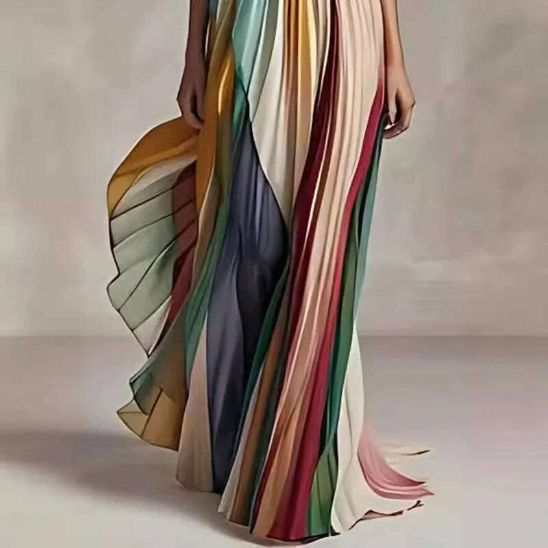 KIMLUD, Holiday Sleeveless Patchwork Sexy Dress, Women Summer Strapless Printing Maxi Dress, 2025 Simple Backless Elegant Ladies Dress
﻿, KIMLUD Womens Clothes