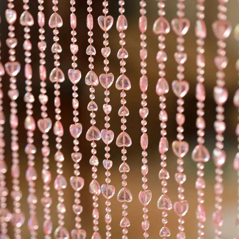 KIMLUD, Home Decor Door Curtain Romantic Love Heart Acrylic Bead Curtain Wedding Party Window Balcony Garden DIY Decoration Accessories, Pink / 20 String 150cm, KIMLUD Womens Clothes
