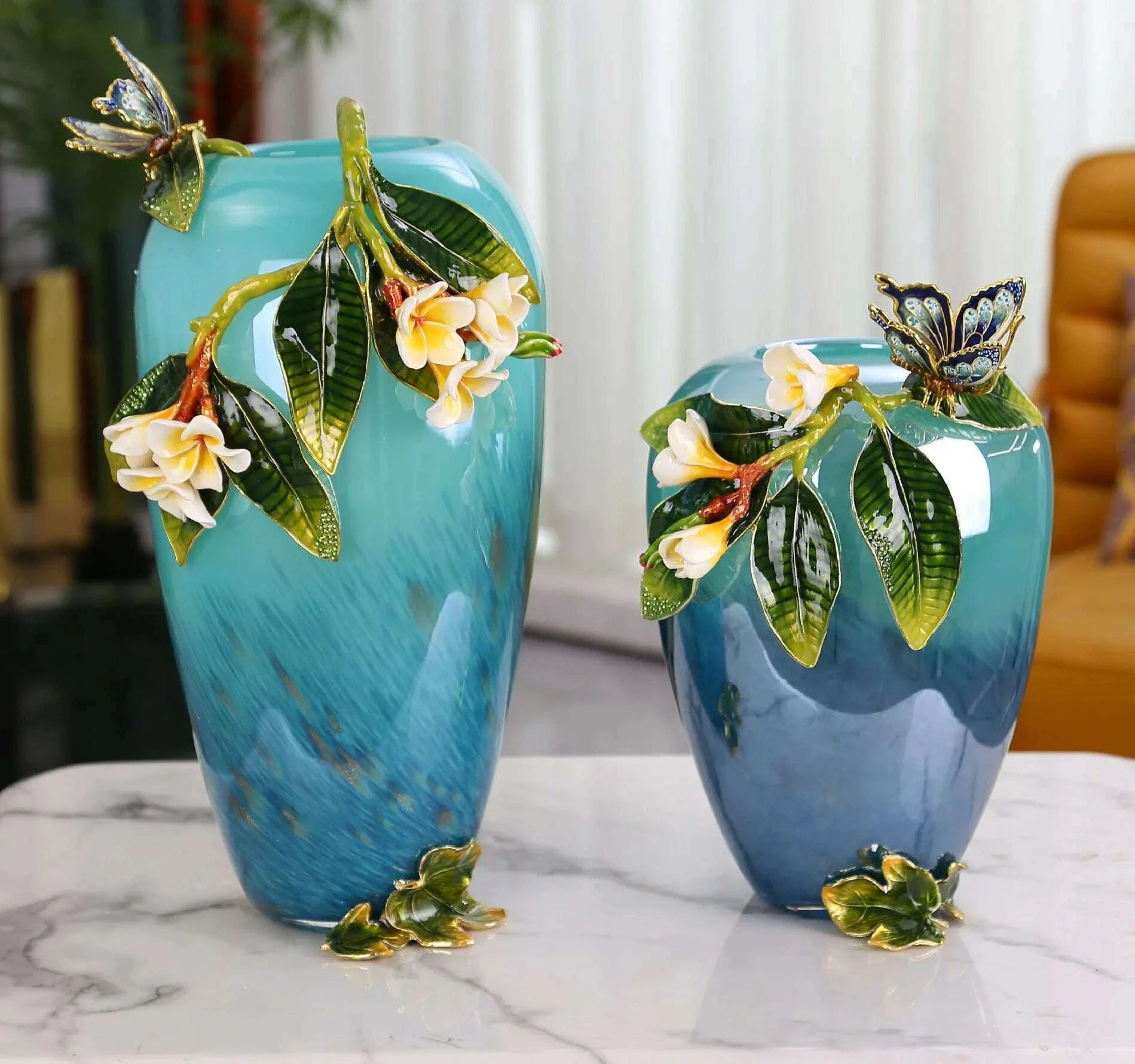 Home decoration accessories Glass Vase Handmade enamel colored vase Living room decorations Flower arrangement device - KIMLUD