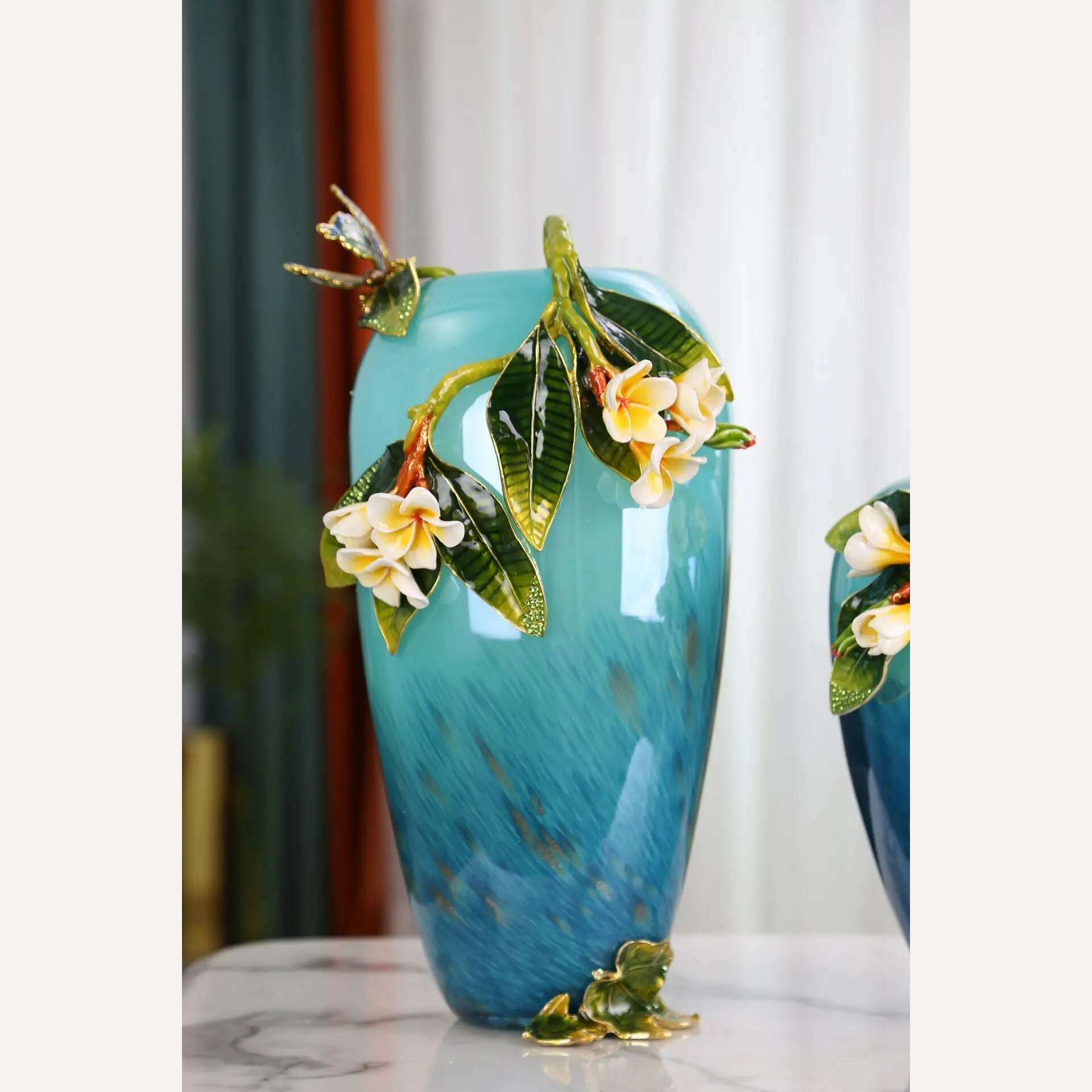 KIMLUD, Home decoration accessories Glass Vase  Handmade enamel colored vase Living room decorations Flower arrangement device, 23x42cm, KIMLUD Womens Clothes