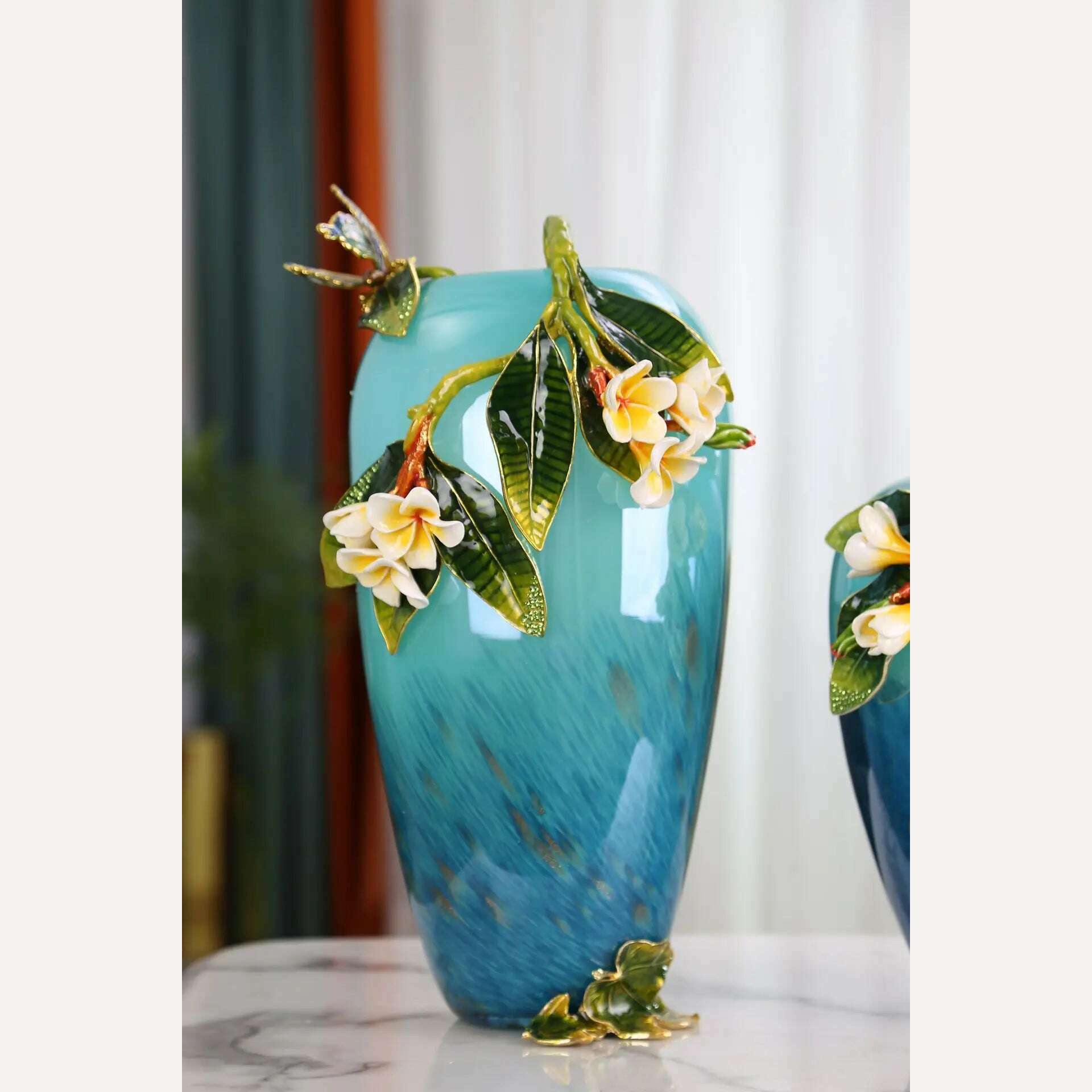 Home decoration accessories Glass Vase Handmade enamel colored vase Living room decorations Flower arrangement device - KIMLUD