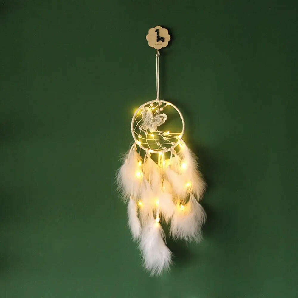 KIMLUD, Home Decoration Dream Catcher  Feathers HandWoven Ornaments Birthday Graduation Gift Wall Hanging Decor For Car, KIMLUD Womens Clothes