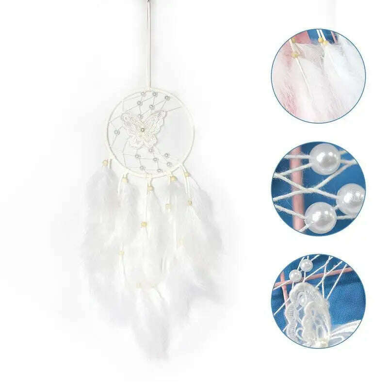 KIMLUD, Home Decoration Dream Catcher  Feathers HandWoven Ornaments Birthday Graduation Gift Wall Hanging Decor For Car, KIMLUD Womens Clothes