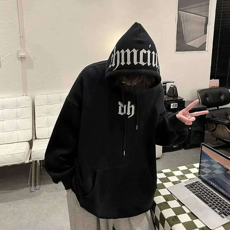 KIMLUD, Hooded sweatshirt men trendy ins spring and autumn loose large size winter embroidered sweatshirt men and women jacket hoodie, black / XXXL, KIMLUD APPAREL - Womens Clothes