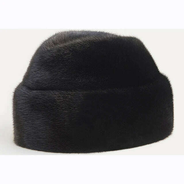 Hot Sale 100% Real Fur Hat Russian Mens Dad Ushanka Bomber Mink Fur Caps Winter Warm Aviator Black Fur Hats Free Delivery - KIMLUD
