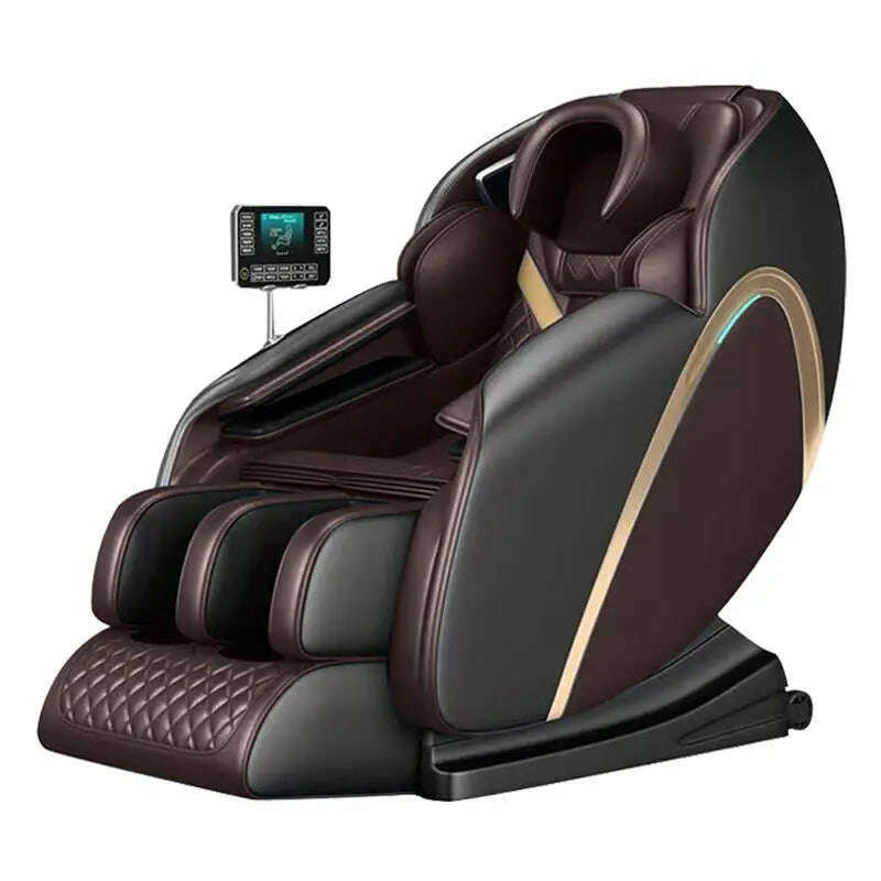 KIMLUD, Hot sale Office use Home use 4d massage chair sl track zero gravity PU leather chair, Brown, KIMLUD APPAREL - Womens Clothes