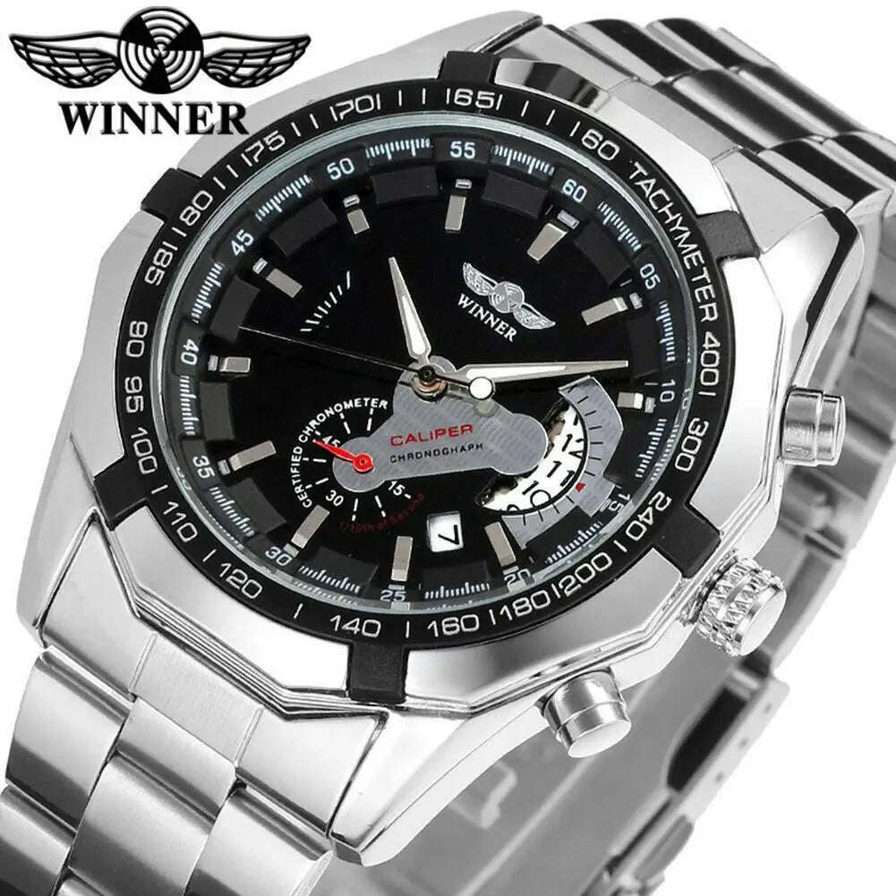 KIMLUD, Hot Sale Winner Watches Men Sports Watches  Stainless Steel Band Auto Date Automatic Mechanical Wristwatches Small seconds Watch, KIMLUD Womens Clothes
