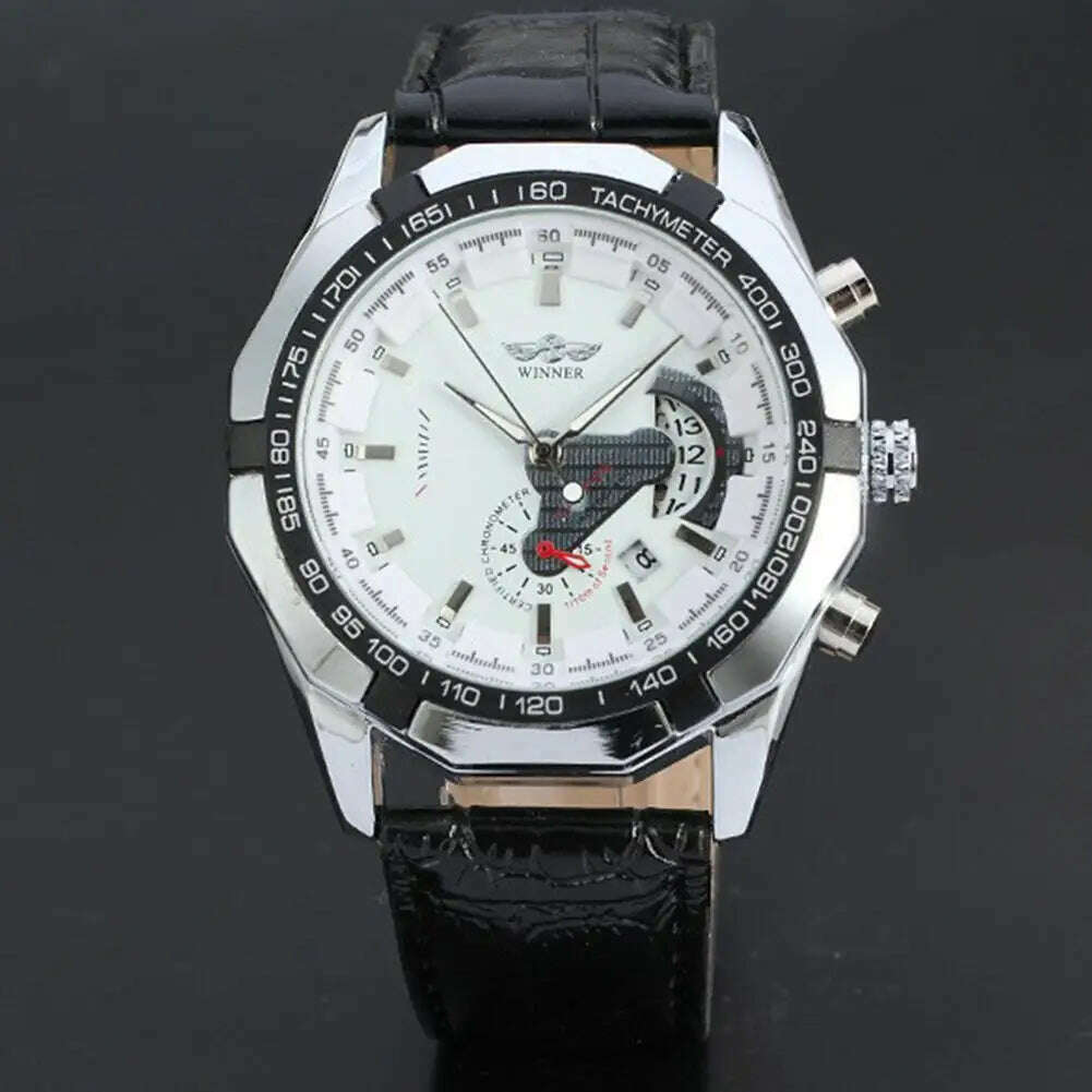 KIMLUD, Hot Sale Winner Watches Men Sports Watches  Stainless Steel Band Auto Date Automatic Mechanical Wristwatches Small seconds Watch, P7, KIMLUD APPAREL - Womens Clothes