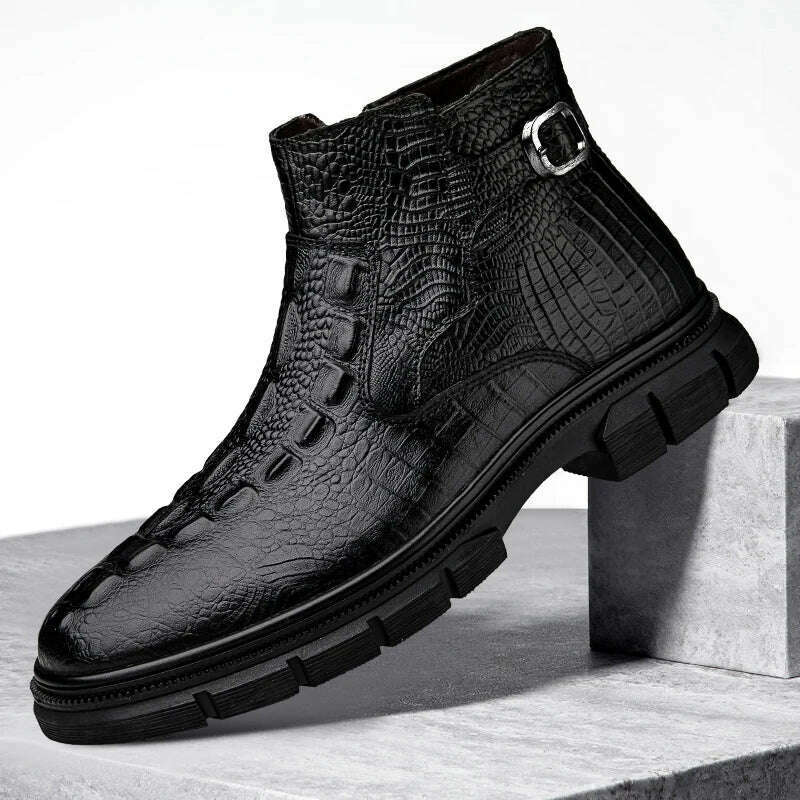 KIMLUD, Hot Selling Men's Ankle Boots Europe America Winter Cotton Shoes Men's Business Short Boots High-quality Genuine Leather Boots, KIMLUD Womens Clothes