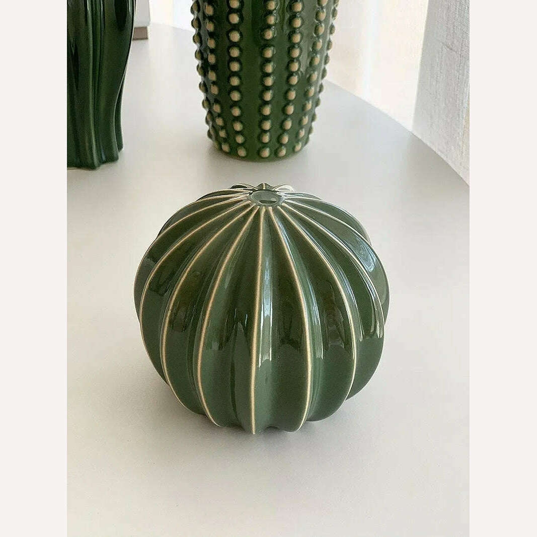 KIMLUD, Household Decoration Present 2024 Creative Ceramic Cactus Aesthetic Decor Tropical Desert Echinopsis Room Green Hotel Ornament, KIMLUD Womens Clothes