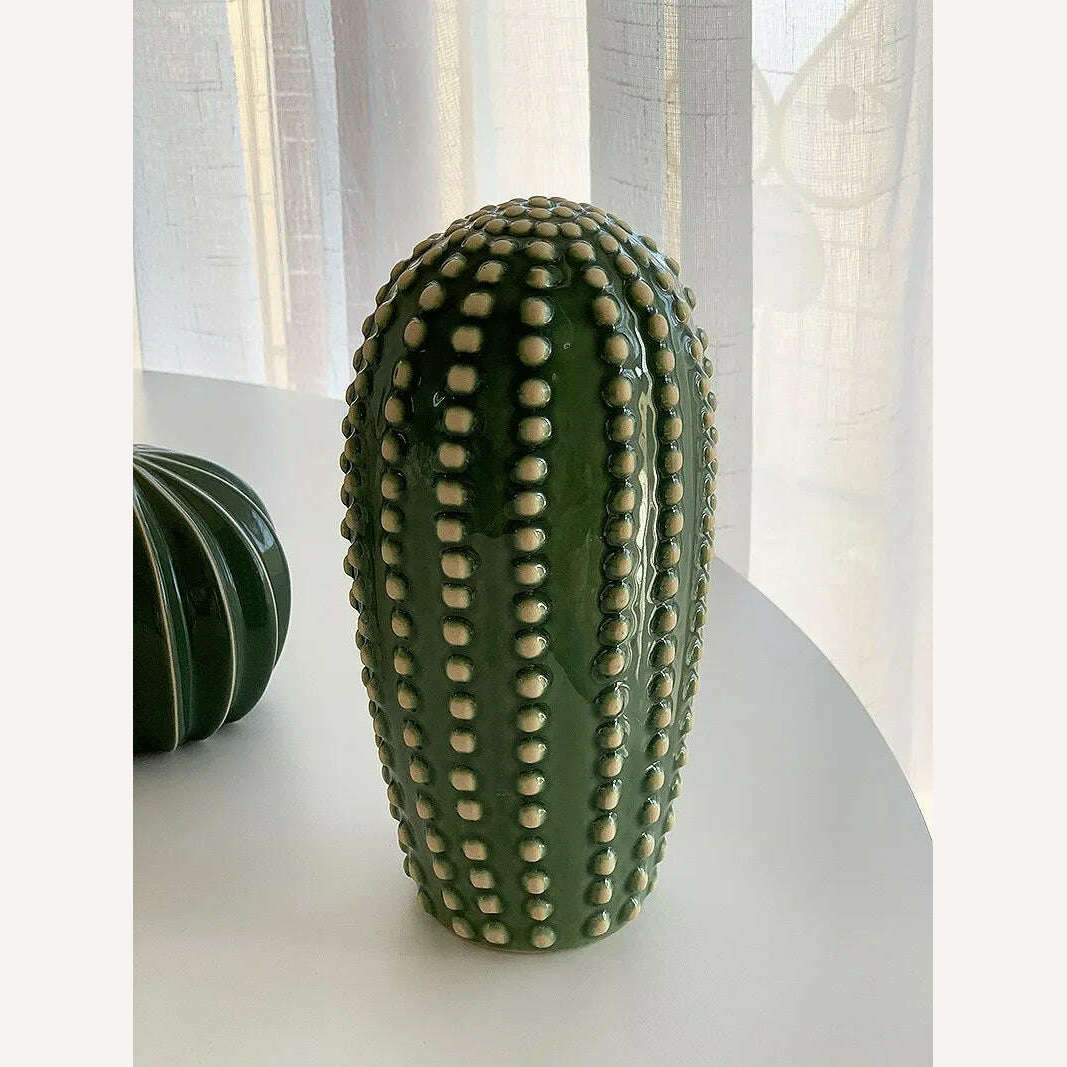 KIMLUD, Household Decoration Present 2024 Creative Ceramic Cactus Aesthetic Decor Tropical Desert Echinopsis Room Green Hotel Ornament, KIMLUD Womens Clothes