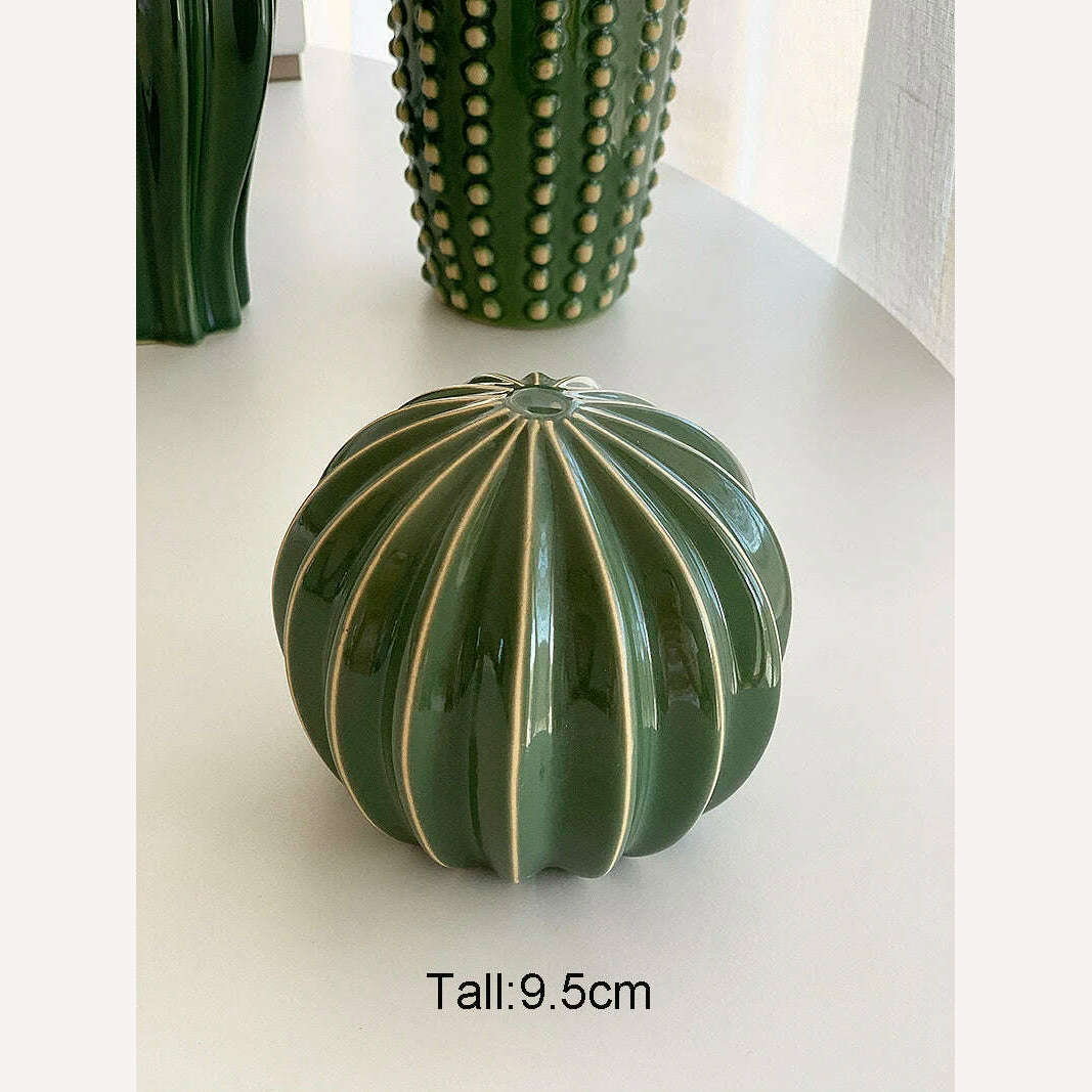 KIMLUD, Household Decoration Present 2024 Creative Ceramic Cactus Aesthetic Decor Tropical Desert Echinopsis Room Green Hotel Ornament, B, KIMLUD Womens Clothes