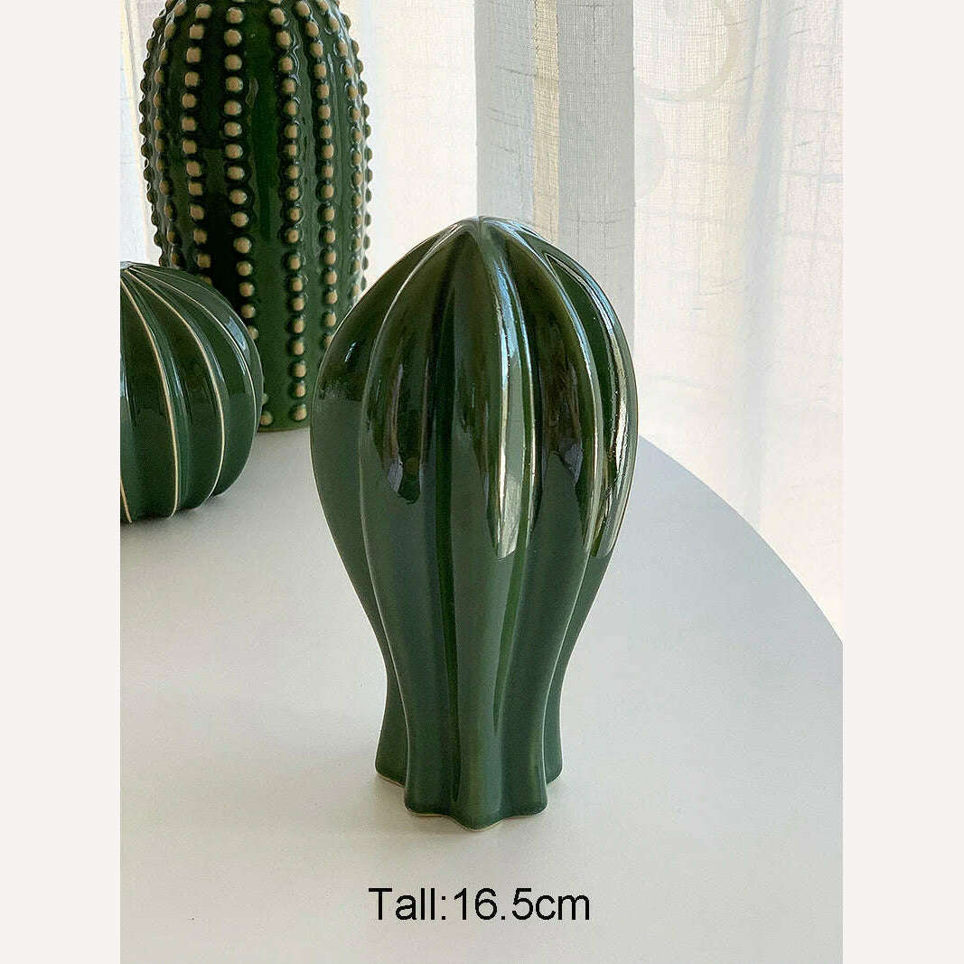 KIMLUD, Household Decoration Present 2024 Creative Ceramic Cactus Aesthetic Decor Tropical Desert Echinopsis Room Green Hotel Ornament, A, KIMLUD Womens Clothes