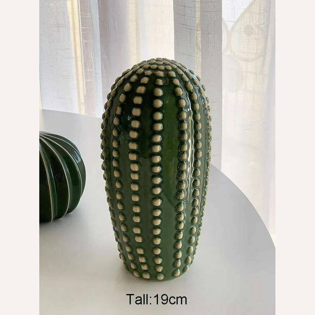 KIMLUD, Household Decoration Present 2024 Creative Ceramic Cactus Aesthetic Decor Tropical Desert Echinopsis Room Green Hotel Ornament, C, KIMLUD Womens Clothes