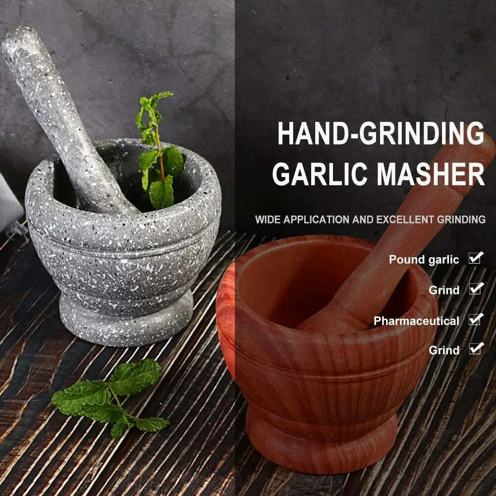 KIMLUD, Household Grinder Pressing Garlic Mashed Garlic Mashing Pot Manual Mashing Medicine Pot Jujube Wood Pounding Garlic Stone Mortar, KIMLUD Womens Clothes