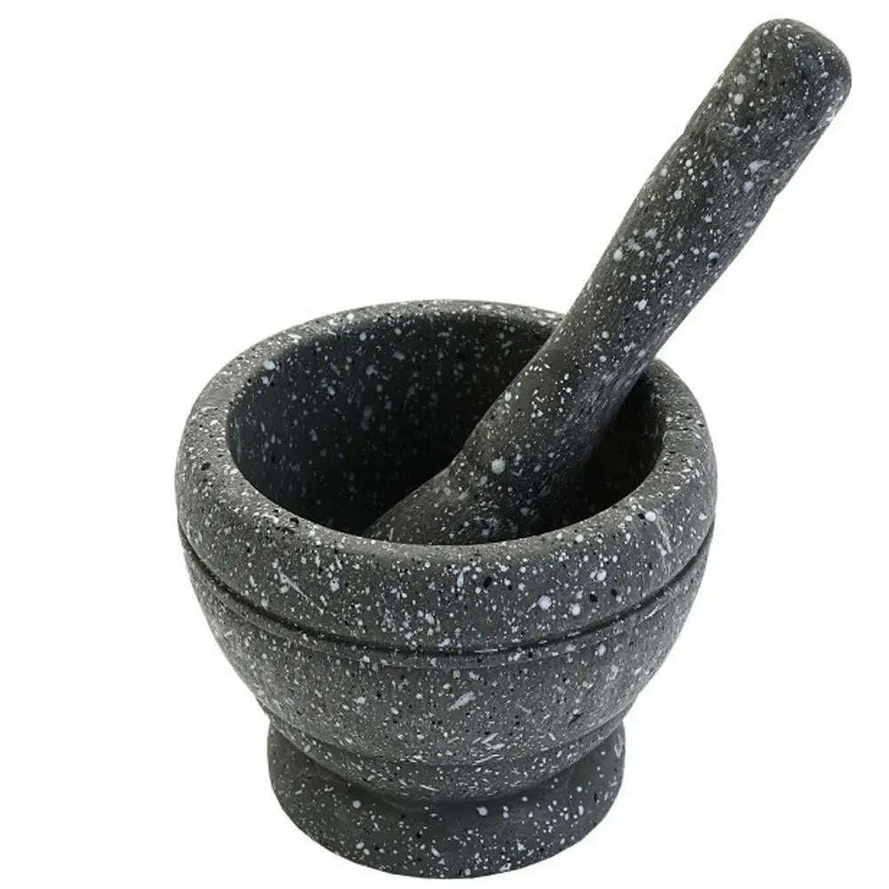 KIMLUD, Household Grinder Pressing Garlic Mashed Garlic Mashing Pot Manual Mashing Medicine Pot Jujube Wood Pounding Garlic Stone Mortar, GRAY, KIMLUD Womens Clothes