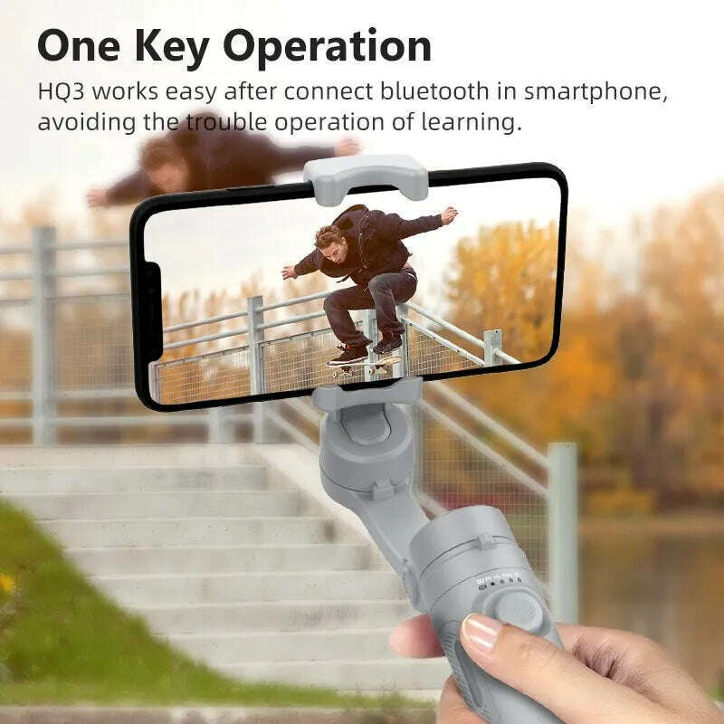 HQ3 3-Axis Gimbal Stabilizer for Smartphone Foldable Handheld Phone Video Record Vlog Anti-Shake Stabilizer for iPhone Android - KIMLUD