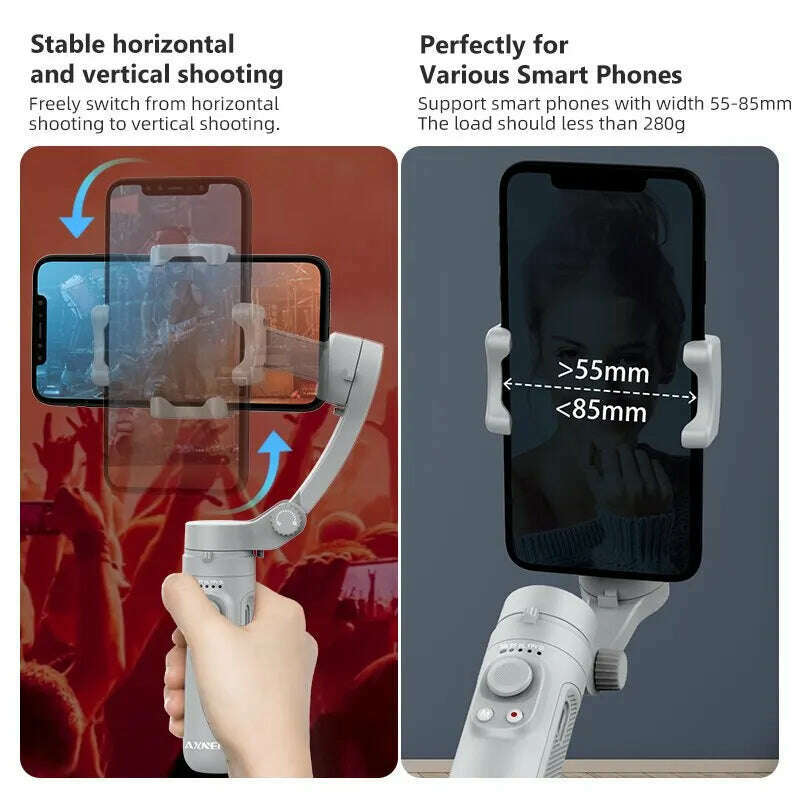 HQ3 3-Axis Gimbal Stabilizer for Smartphone Foldable Handheld Phone Video Record Vlog Anti-Shake Stabilizer for iPhone Android - KIMLUD