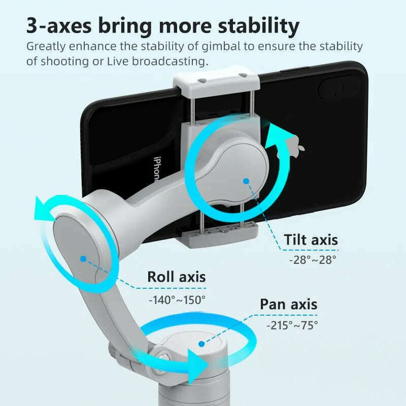 HQ3 3-Axis Gimbal Stabilizer for Smartphone Foldable Handheld Phone Video Record Vlog Anti-Shake Stabilizer for iPhone Android - KIMLUD