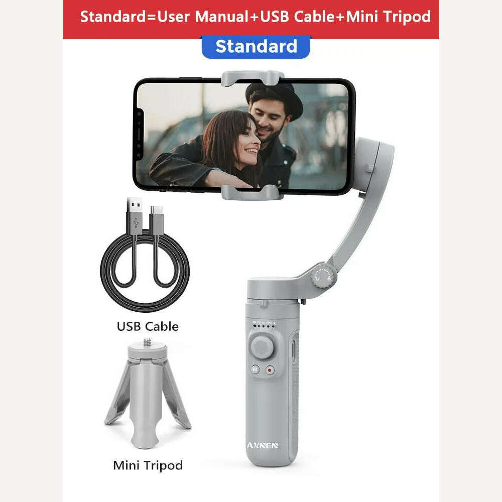 HQ3 3-Axis Gimbal Stabilizer for Smartphone Foldable Handheld Phone Video Record Vlog Anti-Shake Stabilizer for iPhone Android - KIMLUD