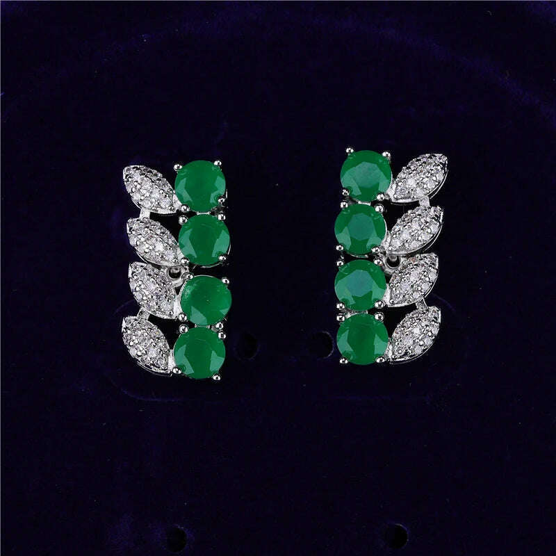 KIMLUD, HUAMI Fine Jewelry Sets White Green Gold Earrings and Necklace for Women Wedding Engaged Banquet High Quality Jewelry Lady, KIMLUD Womens Clothes