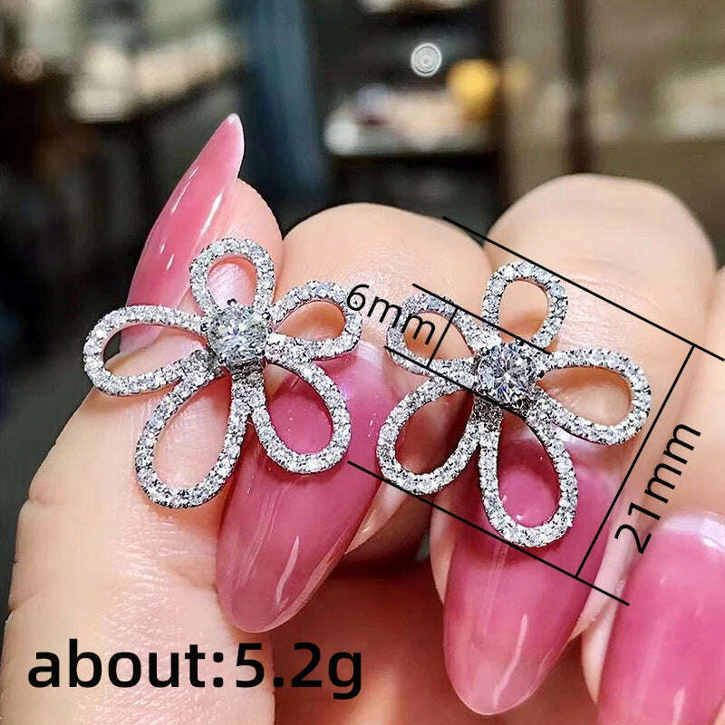 KIMLUD, Huitan Gorgeous Flowers Stud Earrings Bridal Wedding Ceremony Party Aesthetic Ear Piercing Earrings for Women New Trendy Jewelry, KIMLUD Womens Clothes