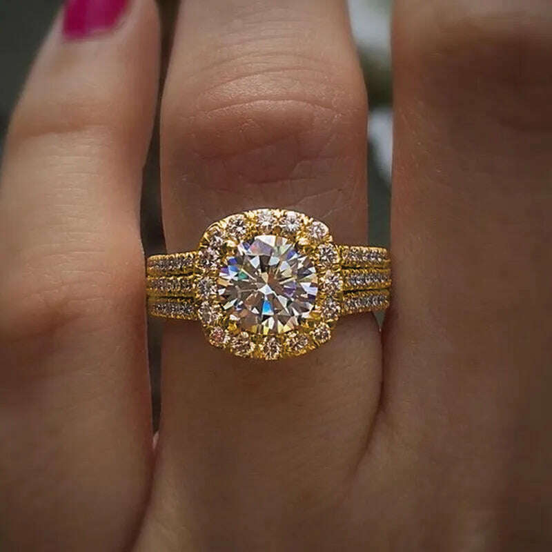 KIMLUD, Huitan Luxury Silver Color Engagement Wedding Rings for Women Elegant Cushion Shaped Design Hot Sale Female Ring Fashion Jewelry, Q095 / 6, KIMLUD Women's Clothes