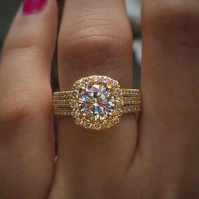 KIMLUD, Huitan Luxury Silver Color Engagement Wedding Rings for Women Elegant Cushion Shaped Design Hot Sale Female Ring Fashion Jewelry, Q095 / 6, KIMLUD APPAREL - Womens Clothes