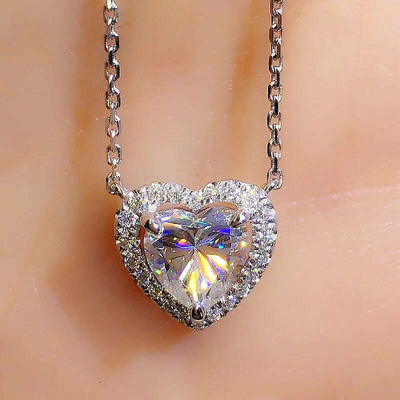 Huitan Wedding Trendy Love Necklace for Bride Brilliant Crystal Heart Cubic Zirconia Fashion Luxury Women Jewelry Wholesale Bulk - KIMLUD