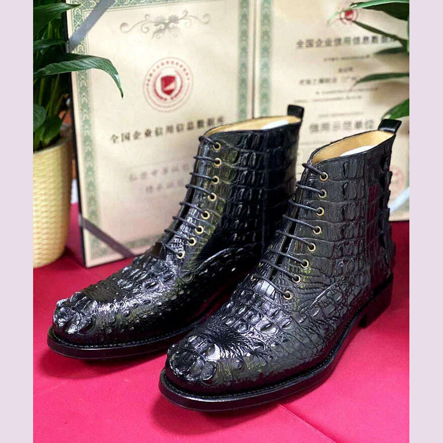 hulangzhishi men boots Pure manual Short boots male shoes - KIMLUD