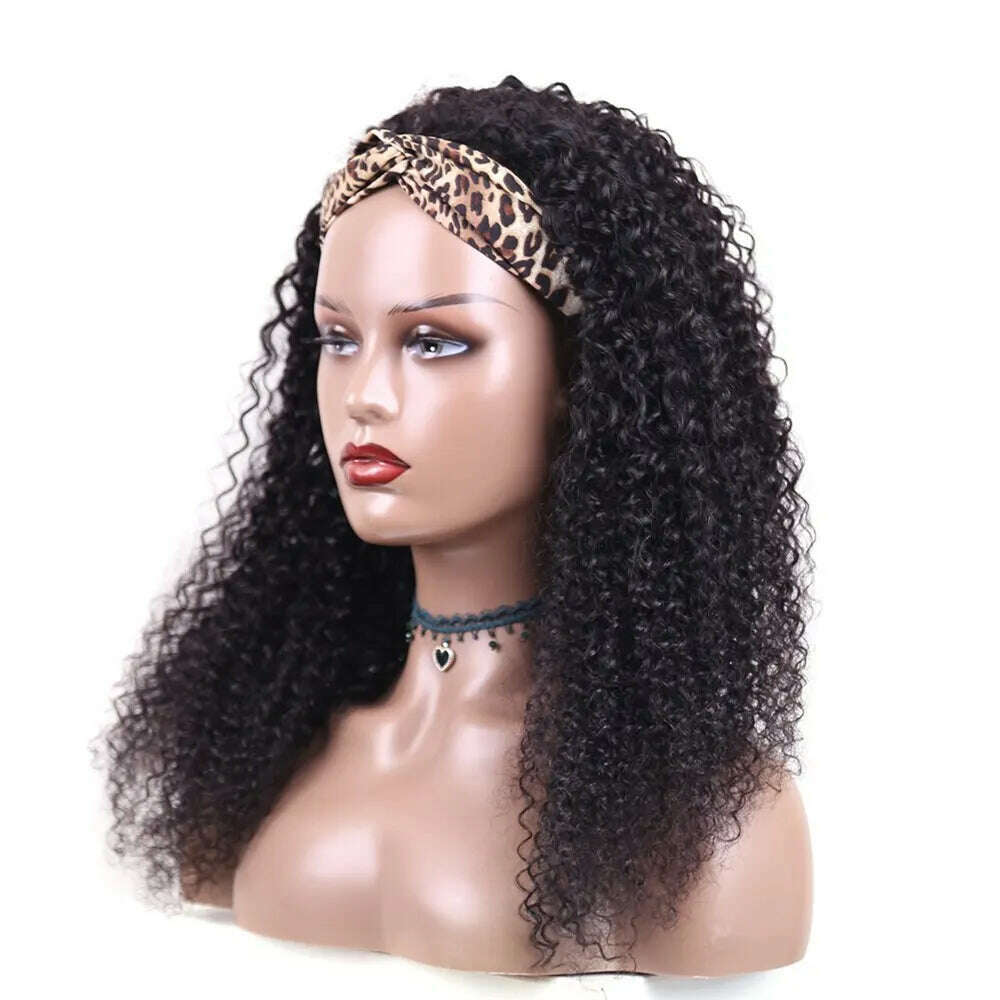KIMLUD, Human Hair Headband Wig Kinky Curly Glueless Full Machine Made Brazilian Remy Human Hair Wigs For Women 180% Density EMOL Hair, KIMLUD Womens Clothes