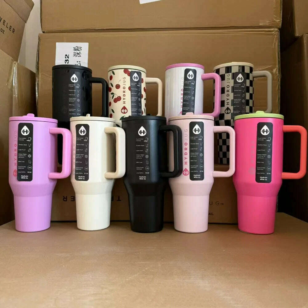 KIMLUD, HydroJug Tumbler 32OZ/40OZ Traveler Straw Lid Stainless Steel Vacuum Insulated Car Mug Double Wall Thermal Iced Travel, KIMLUD Womens Clothes
