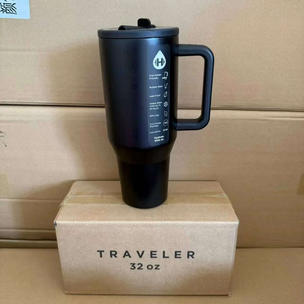 KIMLUD, HydroJug Tumbler 32OZ/40OZ Traveler Straw Lid Stainless Steel Vacuum Insulated Car Mug Double Wall Thermal Iced Travel, Black / 32OZ, KIMLUD APPAREL - Womens Clothes