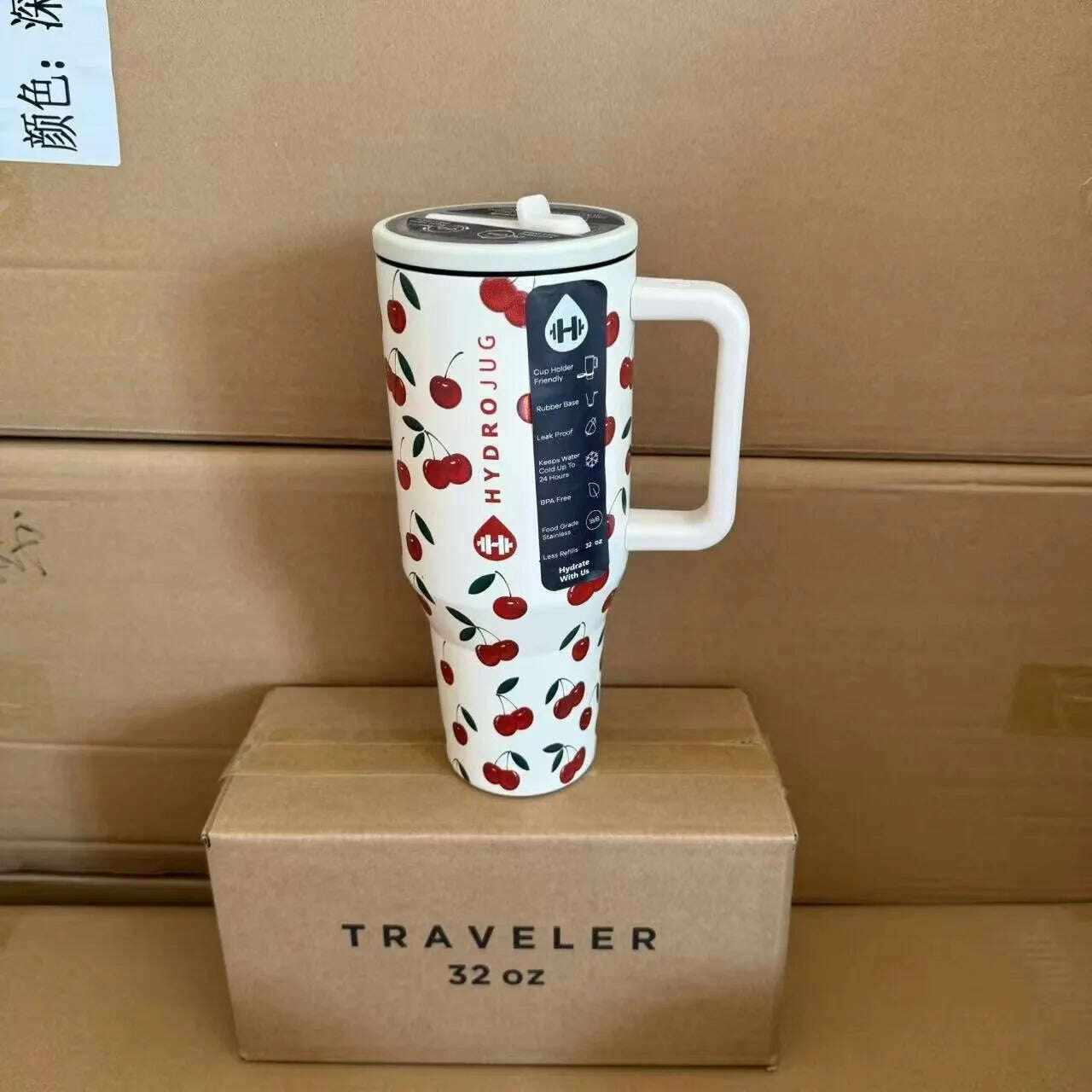 KIMLUD, HydroJug Tumbler 32OZ/40OZ Traveler Straw Lid Stainless Steel Vacuum Insulated Car Mug Double Wall Thermal Iced Travel, Cherry / 40OZ, KIMLUD APPAREL - Womens Clothes